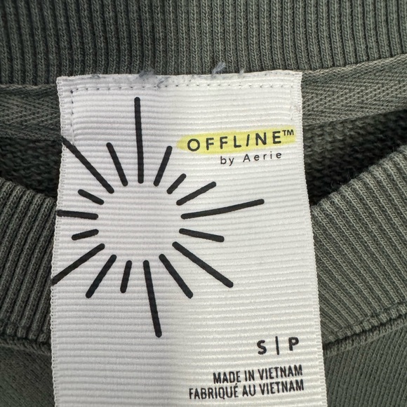 Aerie Olive V-Neck Cropped Sweatshirt - Picture 3 of 5